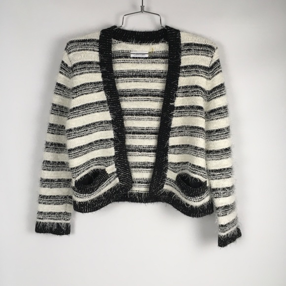 Calvin Klein Sweaters - Calvin Klein Fuzzy Hairy Crop Cardigan Striped